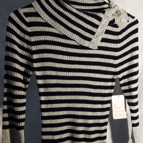 FREE PEOPLE - COTTON RIBBED SHIRT - STRIPED - SMALL (NWT) - Picture 1 of 3